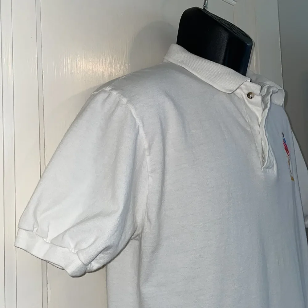 Vintage‎ Hanes white cotton polo shirt with Olympics 100 Atlanta 1996 embroidery